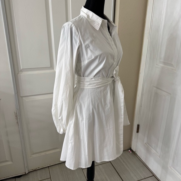New York & Company - White Button-Up Shirt Dress with Belt - S - Picture 5 of 7